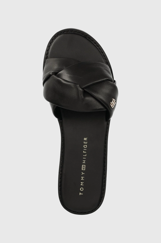 čierna Kožené šľapky Tommy Hilfiger Feminine Weave Flat