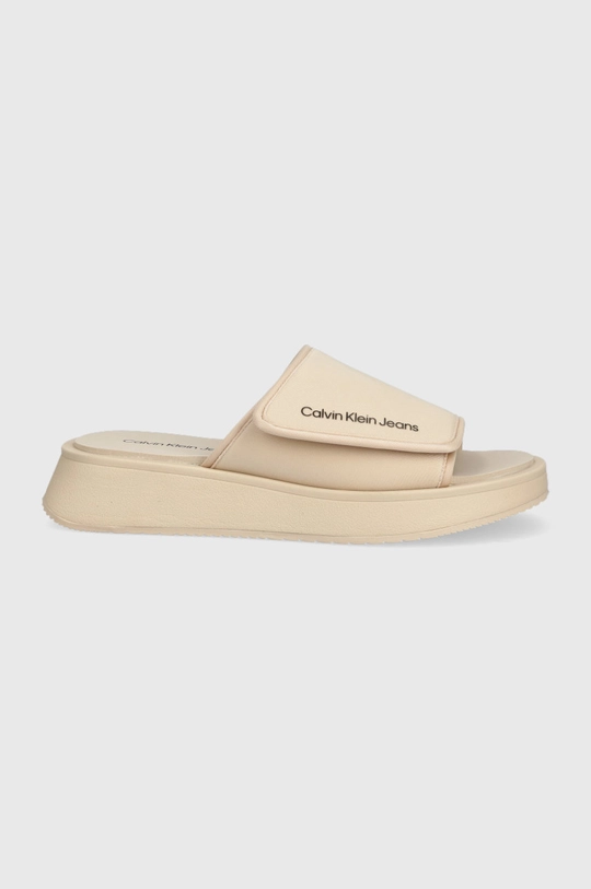 béžová Šľapky Calvin Klein Jeans One-strap Sandal Dámsky