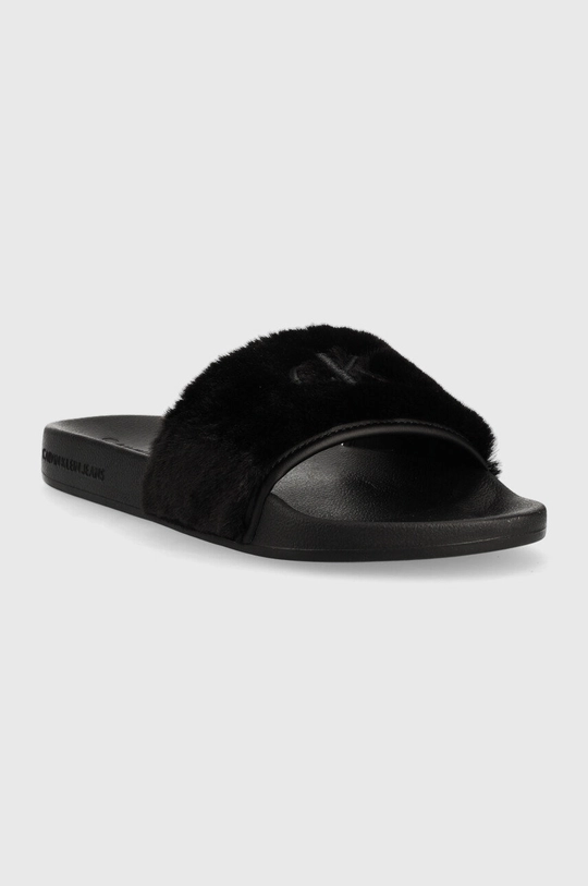 Calvin Klein Jeans papucs Slide Fur fekete