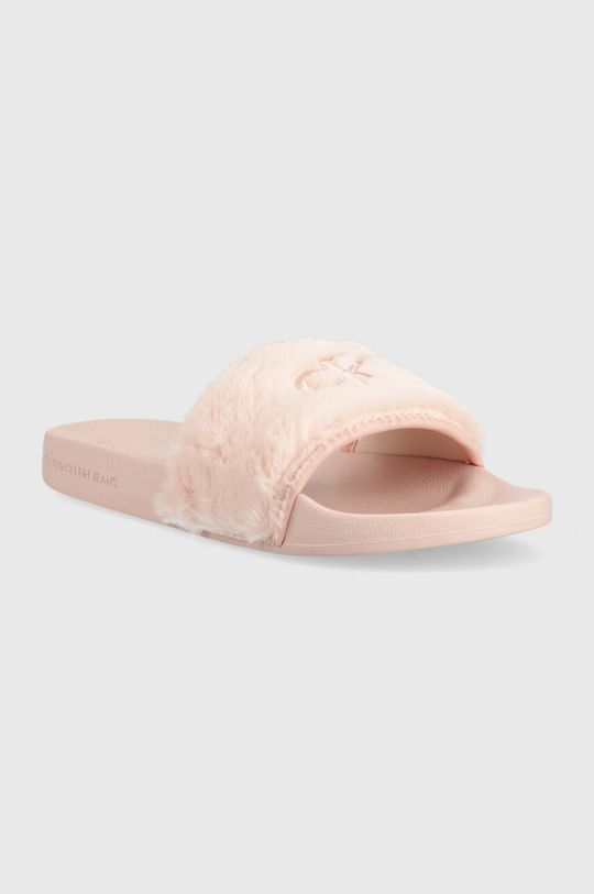 Calvin Klein Jeans papuci Slide Fur roz pastelat
