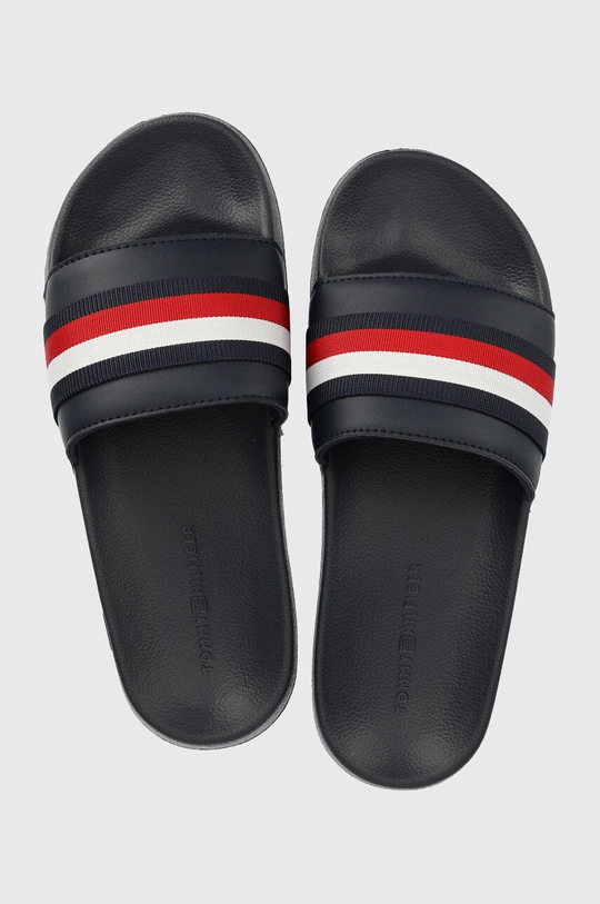 granatowy Tommy Hilfiger klapki Corporate Web Detail Slide Damski