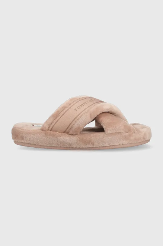 beżowy Tommy Hilfiger kapcie Comfy Home Slippers With Straps Damski