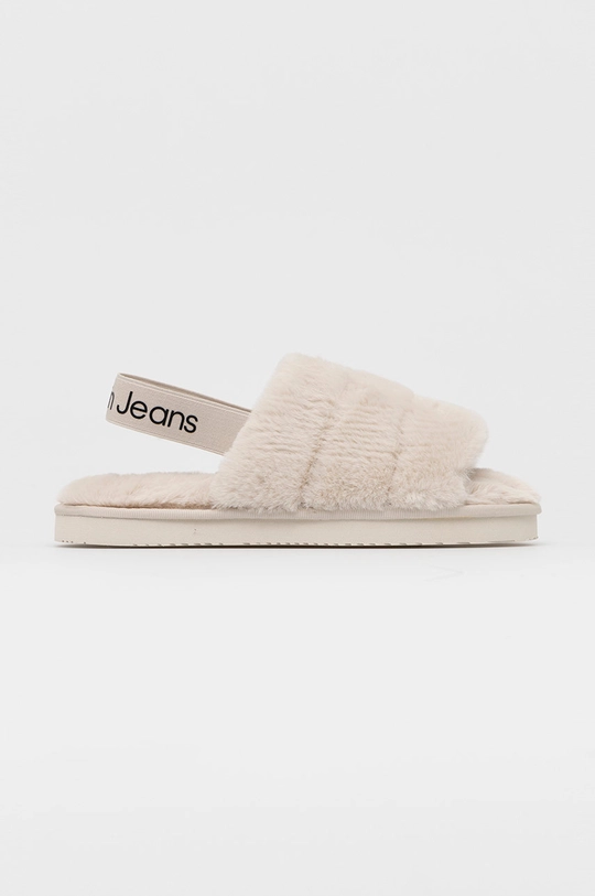 bež Kućne papuče Calvin Klein Jeans Home Slipper Fakefur Elastic Ženski