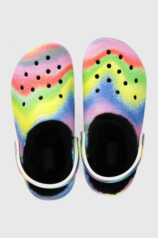 multicolor Crocs sliders Classic Lined Spray Dye Clog