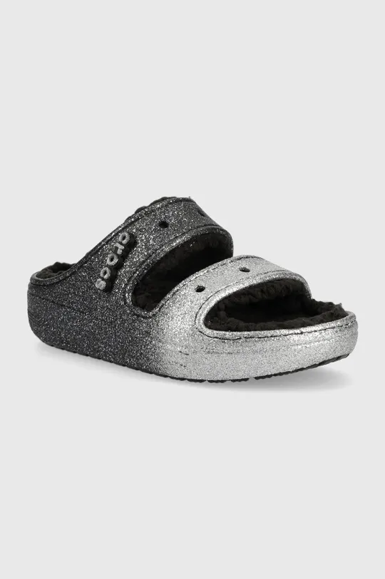 Тапки Crocs Classic Cozzzy Glitter Sandal серебрянный