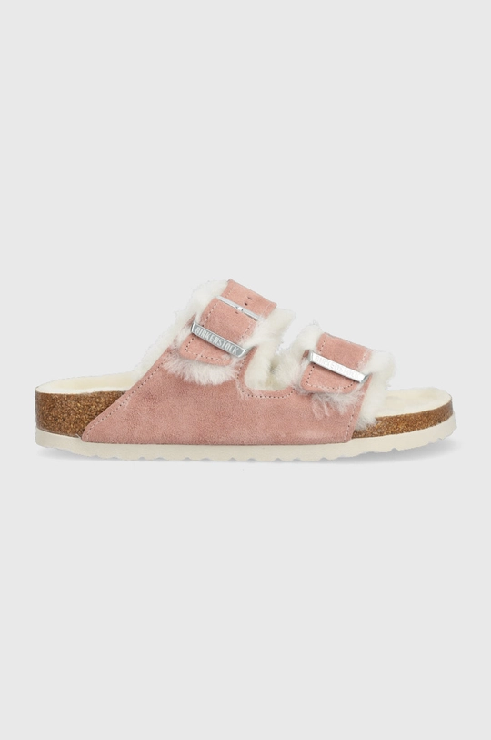 ružová Semišové papuče Birkenstock Arizona Shearling Dámsky