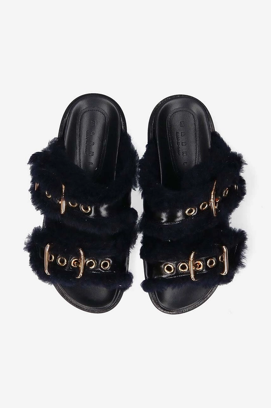 black Marni leather sliders Fussbett Shoe