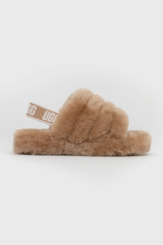 коричневий Вовняні дитячі тапочки UGG Fluff Yeah Slide Для дівчаток