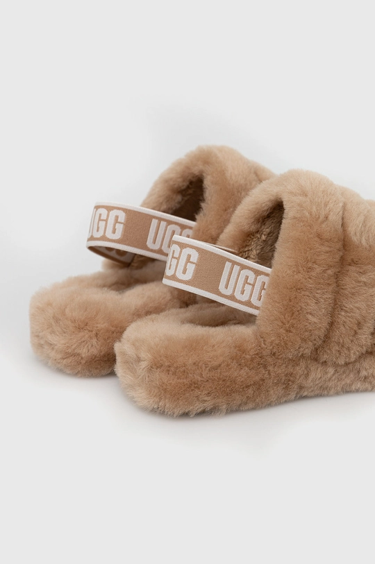 Dječje vunene papuče UGG Fluff Yeah Slide  Vanjski dio: Vuna Unutrašnji dio: Tekstilni materijal, Vuna Potplat: Sintetički materijal