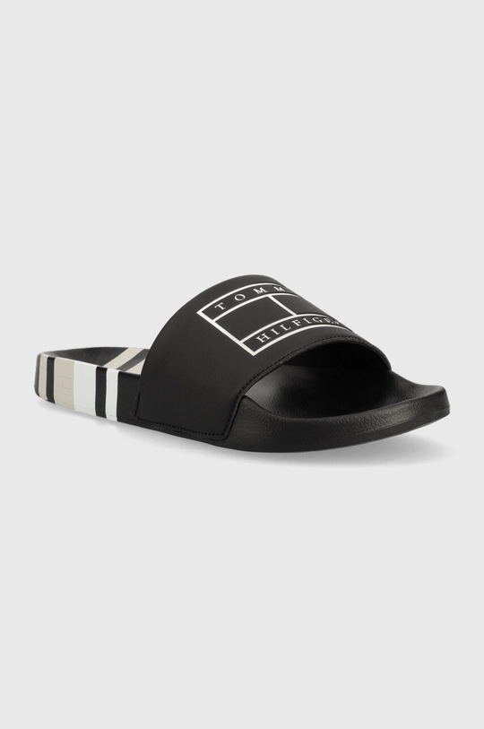 Tommy Hilfiger papucs Strips Hilfiger Pool Slide fekete