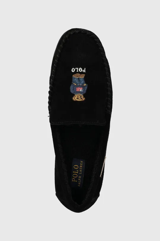 crna Kućne papuče od brušene kože Polo Ralph Lauren