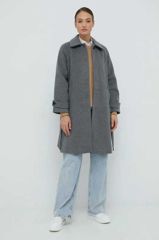 Kabát s prímesou vlny Vero Moda sivá
