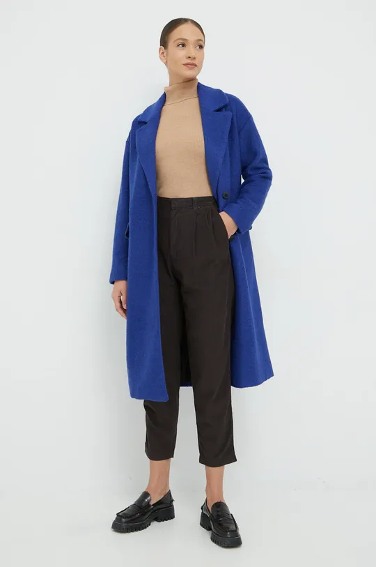modrá Kabát s prímesou vlny Vero Moda Dámsky