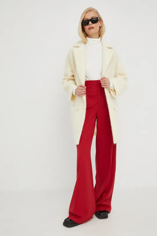 Μάλλινο παλτό Red Valentino μπεζ