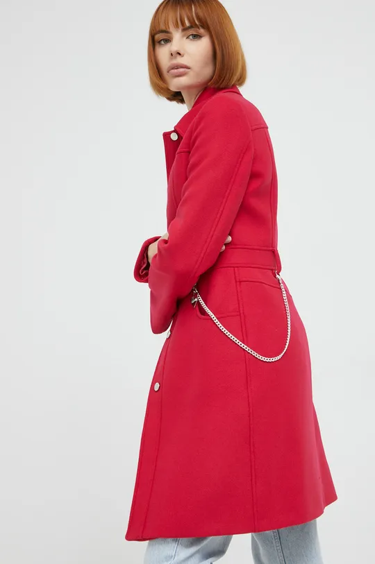 κόκκινο Μάλλινο παλτό Love Moschino