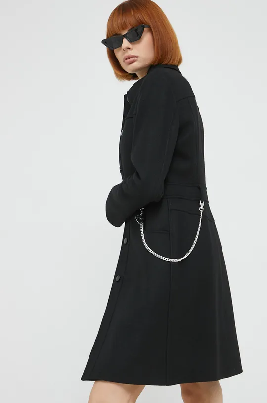 μαύρο Μάλλινο παλτό Love Moschino Γυναικεία
