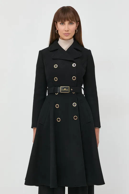 μαύρο Μάλλινο παλτό Elisabetta Franchi Γυναικεία