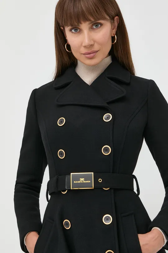 czarny Elisabetta Franchi płaszcz wełniany