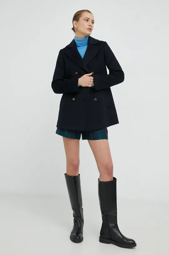 Пальто с примесью шерсти MAX&Co. тёмно-синий
