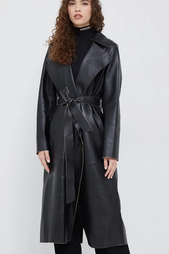crna Kožni kaput Calvin Klein
