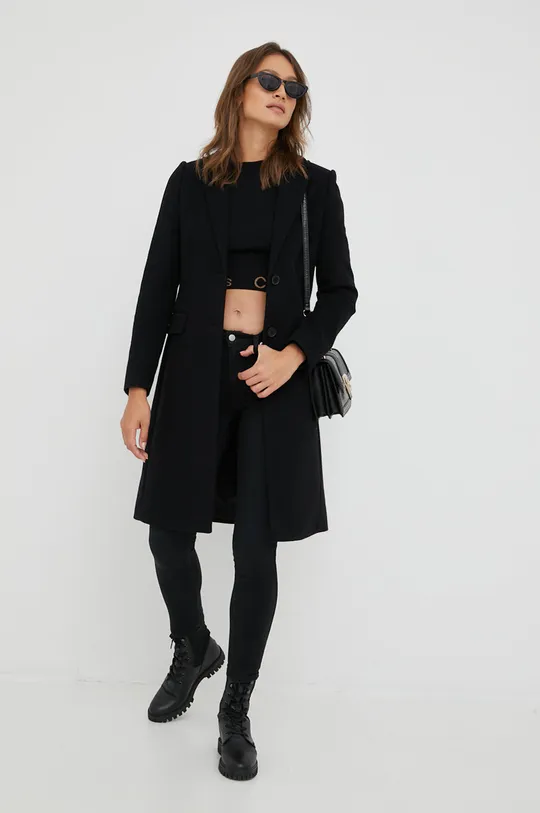 Calvin Klein płaszcz wełniany czarny