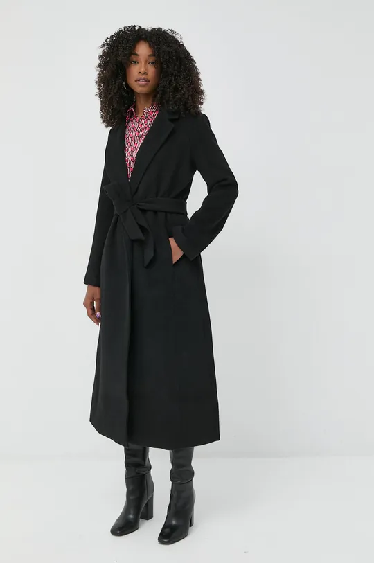 μαύρο Μάλλινο παλτό Guess Γυναικεία