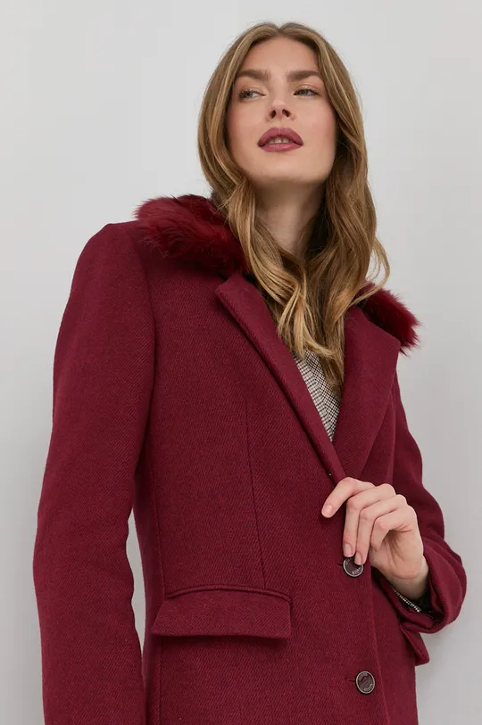 burgundské Kabát s prímesou vlny Guess