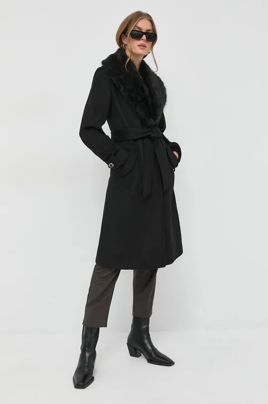 μαύρο Παλτό από μείγμα μαλλιού Marciano Guess Γυναικεία