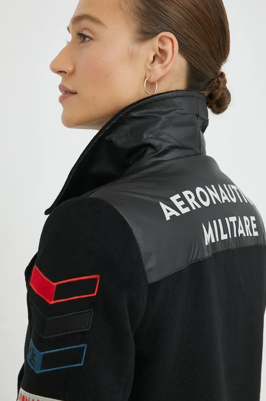 μαύρο Μπουφάν από μίγμα μαλλιού Aeronautica Militare