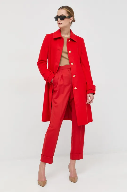 Μάλλινο παλτό BOSS κόκκινο
