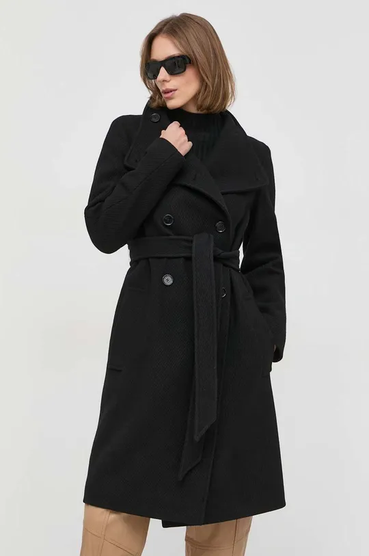 μαύρο Μάλλινο παλτό BOSS Γυναικεία