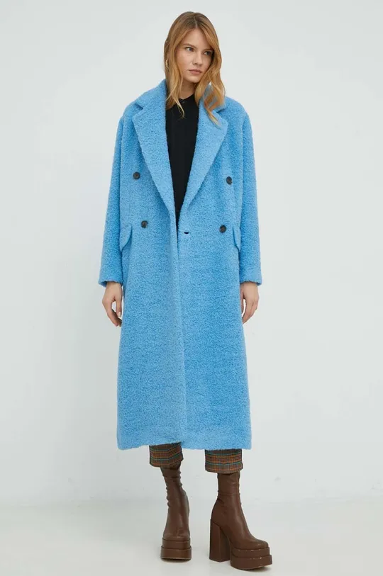 μπλε Μάλλινο παλτό BOSS Γυναικεία