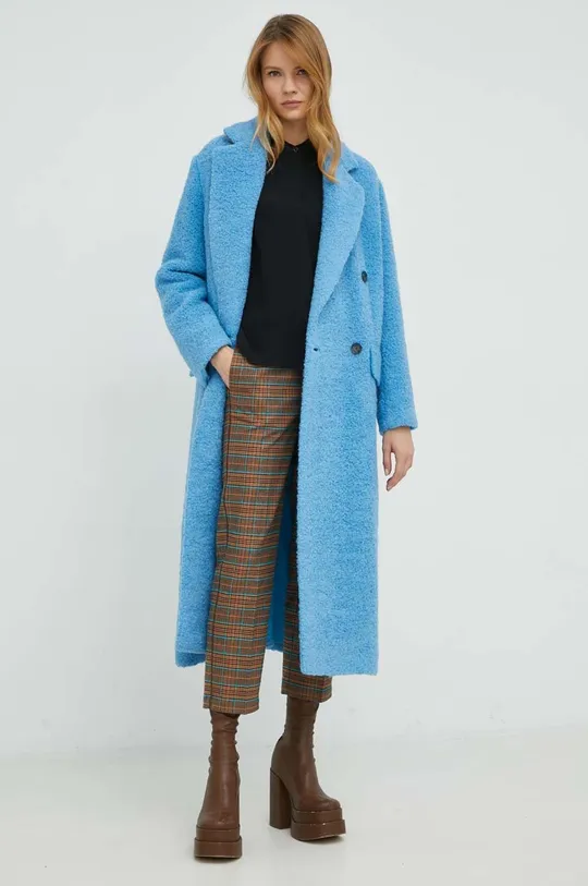 Μάλλινο παλτό BOSS μπλε