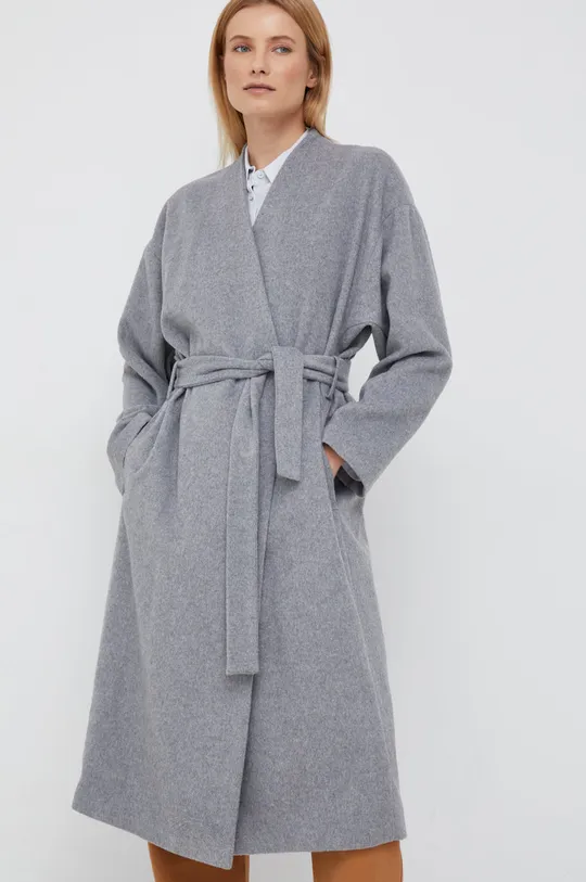 Пальто с примесью шерсти Sisley серый