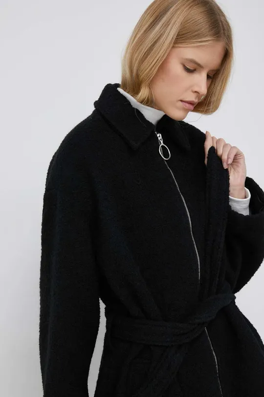 fekete United Colors of Benetton kabát gyapjú keverékből