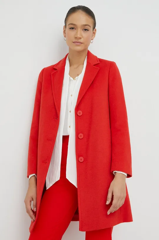 κόκκινο Μάλλινο παλτό United Colors of Benetton Γυναικεία