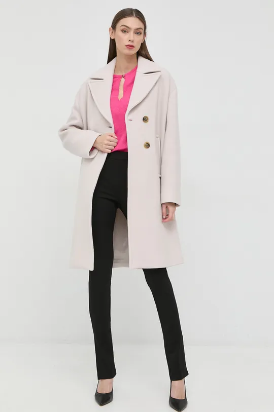 Шерстяное пальто Pinko серый