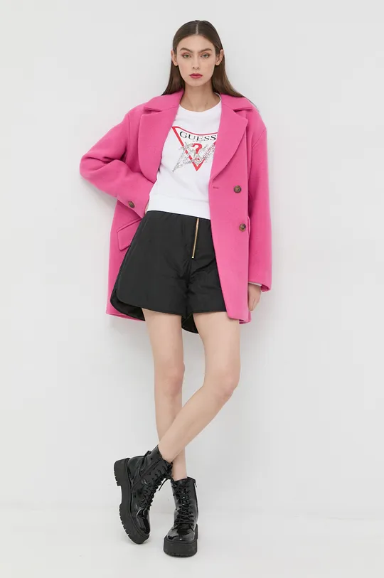 Vlnený kabát Pinko ružová