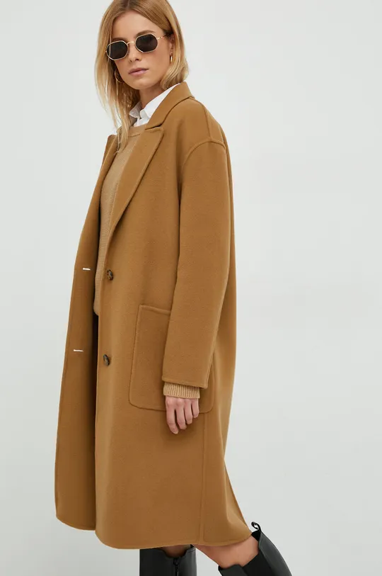 hnedá Vlnený kabát Woolrich