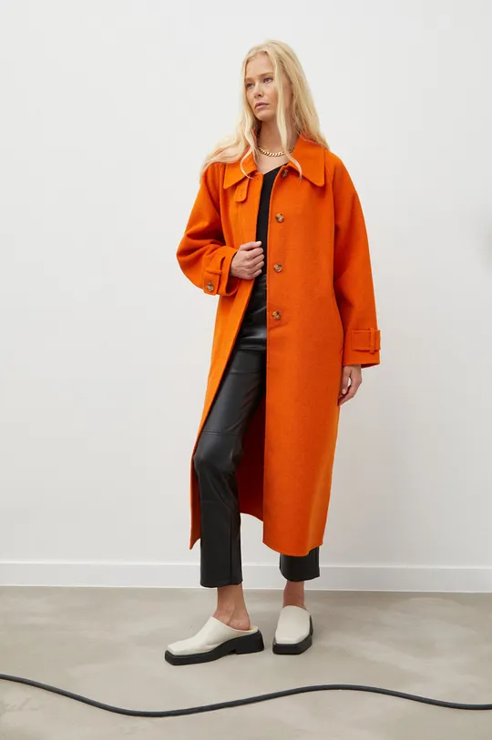 pomarańczowy American Vintage płaszcz wełniany Damski