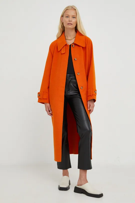 American Vintage płaszcz wełniany pomarańczowy