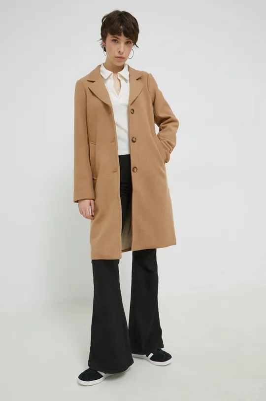 Abercrombie & Fitch kabát gyapjú keverékből barna