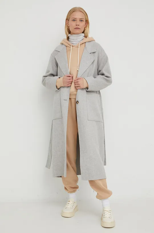 Шерстяное пальто American Vintage серый