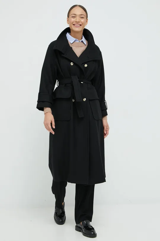 μαύρο Μάλλινο παλτό Sisley Γυναικεία