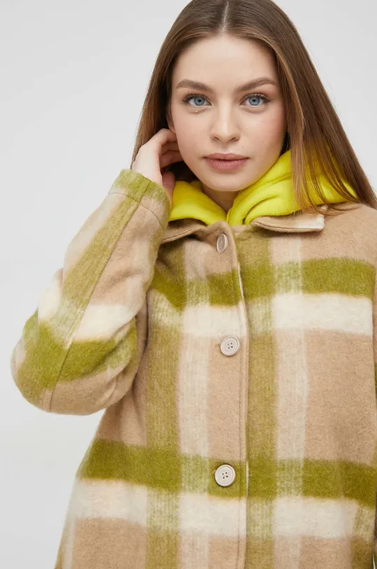 bézs United Colors of Benetton kabát gyapjú keverékből