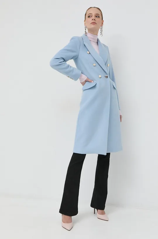 Μάλλινο παλτό Liu Jo μπλε