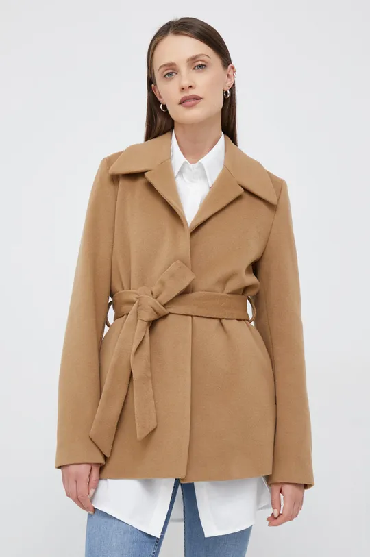 коричневый Шерстяное пальто Calvin Klein