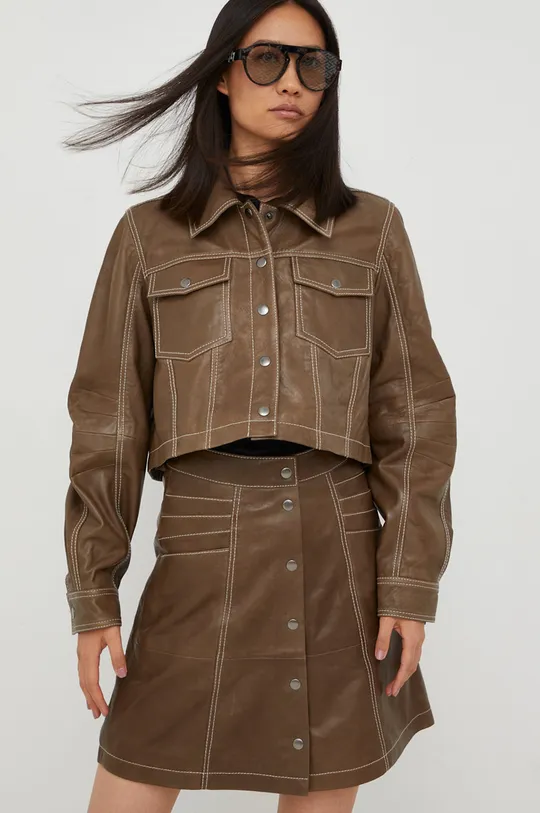 коричневий Шкіряна куртка Gestuz Жіночий
