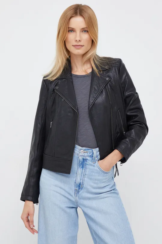 μαύρο Δερμάτινο jacket Pepe Jeans Γυναικεία