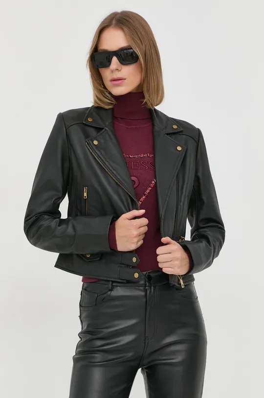 μαύρο Δερμάτινο jacket Pinko Γυναικεία